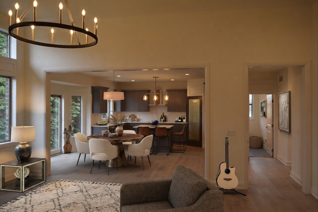 Great Room Open to Kitchen & Dining