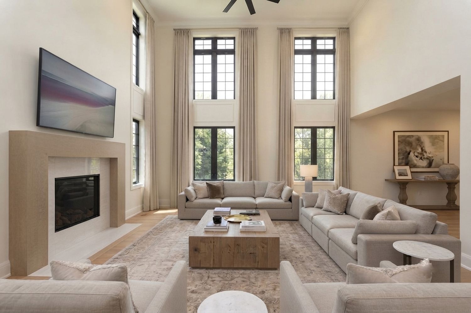 Two-Story Family Room · Floor-to-Ceiling Windows